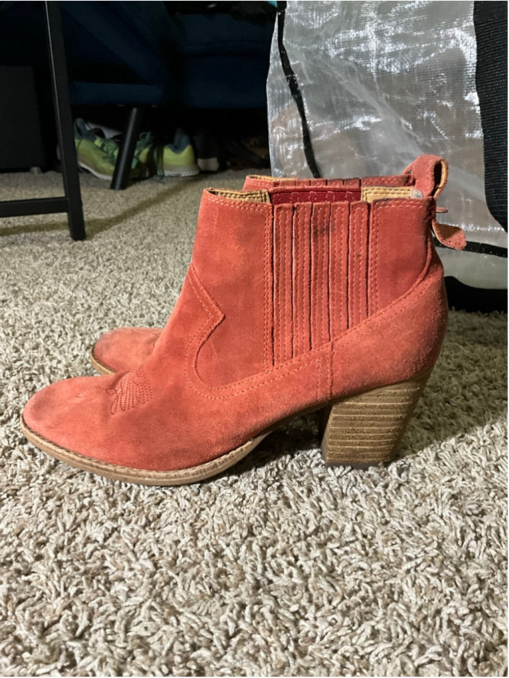 Rust Orange Red Suede Stretch Dolce Vita Leather Booties